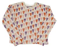 Smetanová plyšová crop mikina se srdíčky M&Co
