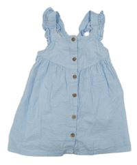 Světlemodré krepové propínací letní šaty s volánky H&M