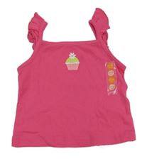 Nové - tmavorůžový top s muffinem a volánky GYMBOREE.