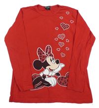 Červené triko s Minnie a srdíčky 
