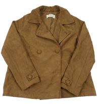 Hnědý semišový jarní kabát s límečkem H&M
