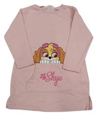 Světlerůžové teplákové šaty s PAW PATROL - Skye a kapsou H&M