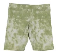 Zeleno-bílé batikované elastické kraťasy Primark