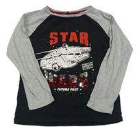 Černo-šedé triko s flotilou - Star Wars Tu