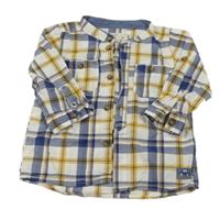 Bílo-tmavomodro-okrová kostkovaná košile H&M