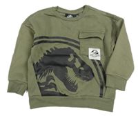 Khaki mikina s dinosaurem a kapsou - Jurský svět zn. Primark
