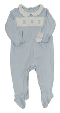 Nové - Světlemodro-bílý overal s medvědy a límečkem Matalan