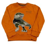 Oranžová mikina s army dinosaurem C&A