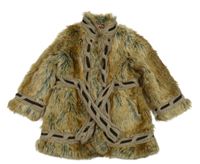 Hnědý kožešinový podšitý kabát s páskem Place