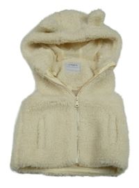 Béžová huňatá podšitá vesta s kapucí M&Co.