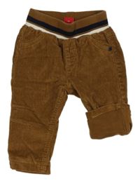 Hnědé manšestrové podšité kalhoty s úpletovým pasem S. Oliver