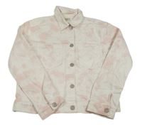 Bílo-světlerůžová batikovaná riflová bunda F&F