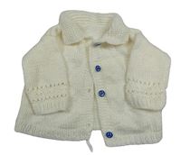 Smetanový propínací svetr s límečkem