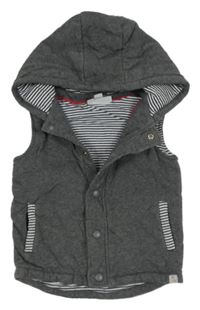 Tmavošedá melírovaná tepláková zateplená vesta s kapucí The Little White Company