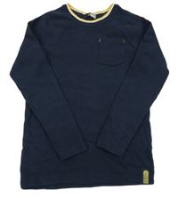 Tmavomodré žebrované triko s kapsou George