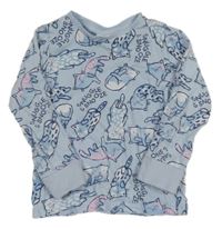 Světlemodré pyžamové triko s kočkami C&A