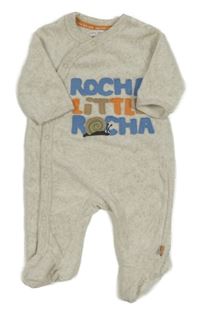 Světlešedý melírovaný sametový overal s nápisem a šnekem Rocha John Rocha