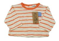 Nové - Smetanovo-korálové pruhované triko s nášivkou Tape A L'Oiel