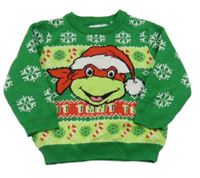 Zelený vzorovaný svetr s Želvou Ninja Primark