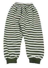 Khaki-bílé pruhované tepláky