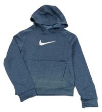 Tmavomodrá melírovaná thermo mikina s logem a kapucí Nike