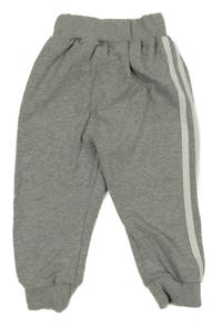 Šedé melírované tepláky s pruhy