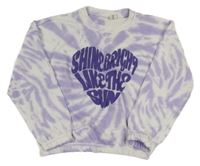 Bílo-lila batikovaná mikina se srdcem z nápisů Page One Young