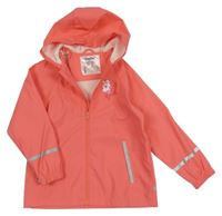Korálová nepromokavá bunda s jednorožcem a kapucí Lupilu