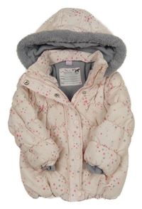 Světlerůžová šusťáková zimní bunda s hvězdami a kapucí Dopodopo