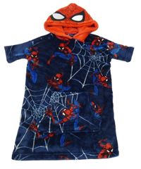 Tmavomodrý chlupatý župan se Spidermanem a kapucí Marvel