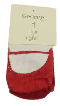 Nové - Smetanovo-červené punčocháče George