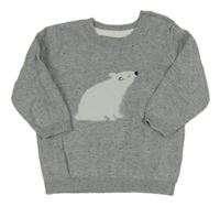 Šedý melírovaný svetr s medvědem Tu