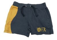 Tmavomodro-medové teplákové kraťasy s nápisem River Island