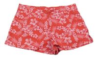 Červené květované plážové kraťasy s listy Alive