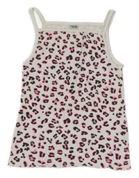 Bílý žebrovaný top s leopardím vzorem Y.F.K.