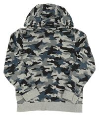 Šedo-černo-petrolejová army mikina s kapucí Matalan