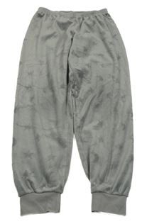 Šedé plyšové pyžamové kalhoty s hvězdami