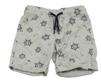 Šedé plátěné kraťasy s kormidly a kotvami Lupilu