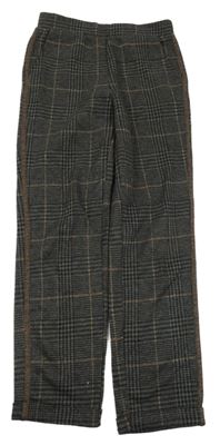 Tmavošedo-černé kostkované třpytivé teplákové kalhoty