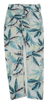 Bílo-zelené žluté sportovní legíny s listy