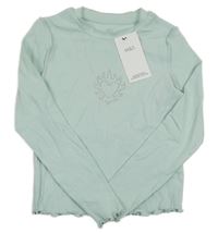 Nové - Mátové žebrované triko se srdcem z kamínků M&S