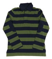 Khaki-tmavomodré pruhované polo triko TCM