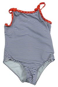 Tmavomodro-bílé pruhované jednodílné plavky Primark