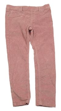 Starorůžové elastické manšestráky se srdíčky Denim Co.