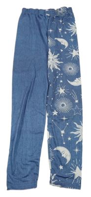 Modré legíny se sluníčky a měsíci shein