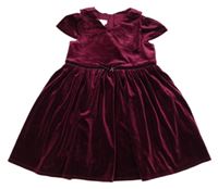 Fuchsiové sametové šaty s límečkem Monsoon