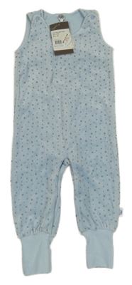 Nové - Světlemodré sametové laclové tepláky s hvězdičkami 