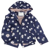 Tmavomodrá květovaná šusťáková jarní bunda s kapucí Nutmeg