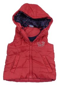 Malinová šusťáková zateplená vesta s kapucí Lupilu