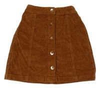 Hnědá propínací manšestrová sukně George